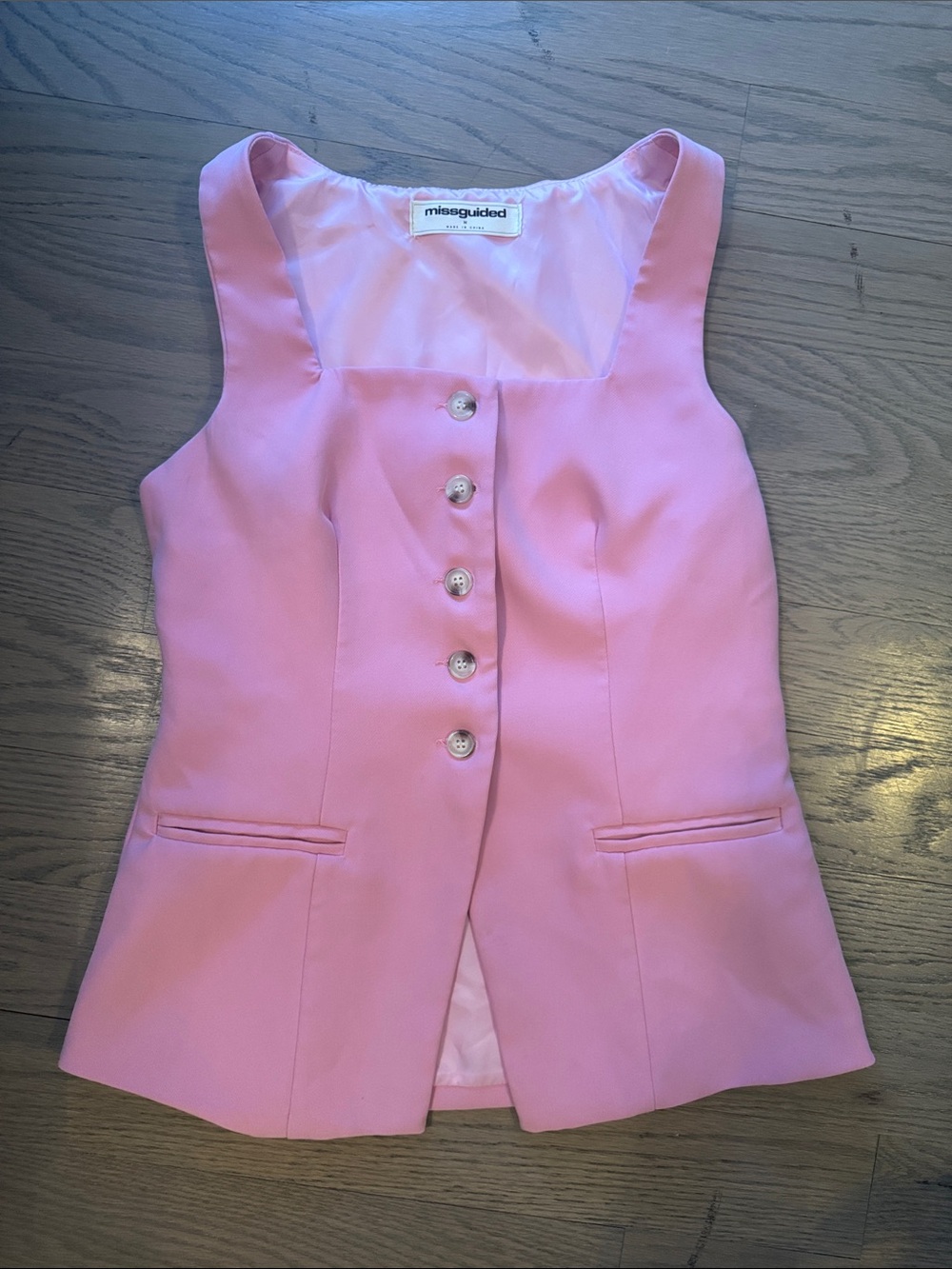 Missguided Soft Pink Button Vest